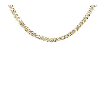 Micro Pave Franco Link Chain Yellow Tone .925 Sterling Silver Chain 26"